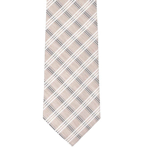 Front view of a beige plaid tie