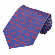 Load image into Gallery viewer, Red bicycles arranged on a blue tie.