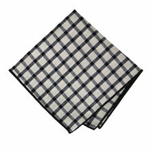 Load image into Gallery viewer, Black and Beige Window Pane Plaid Cotton Pocket Square