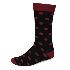 Burgundy and black polka dot socks
