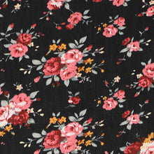 Load image into Gallery viewer, Coral and black floral fabric