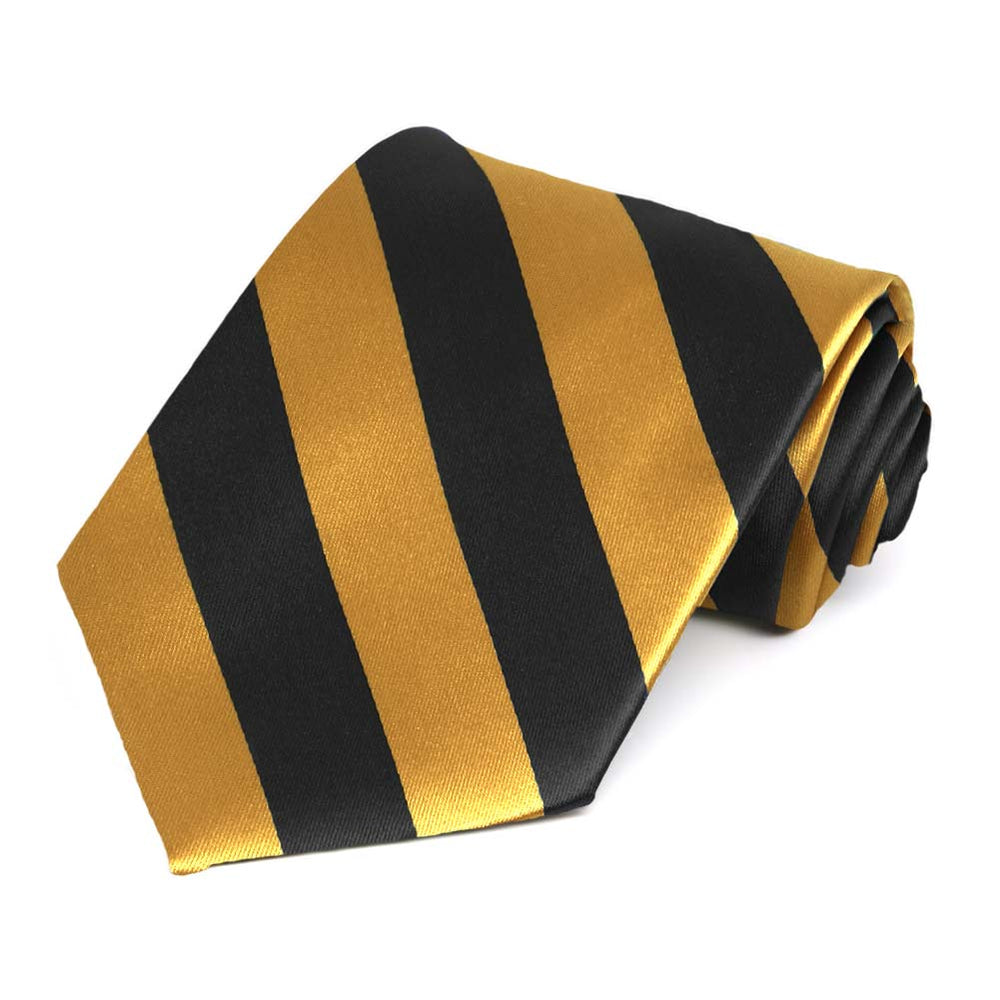 Black and Gold Bar Extra Long Striped Tie