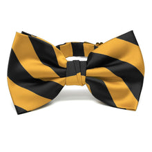 Load image into Gallery viewer, Black and Gold Bar Striped Bow Tie