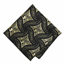 Load image into Gallery viewer, Black and Gold Chadwick Paisley Pocket Square