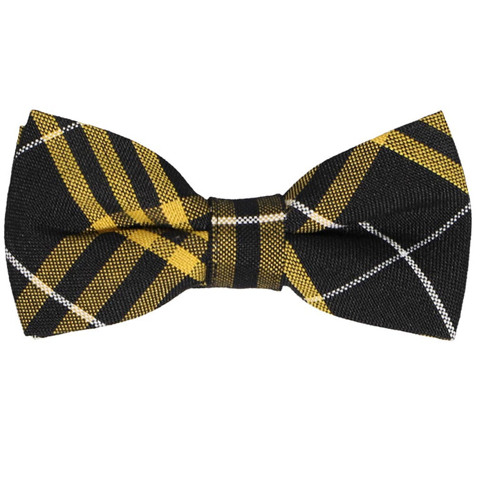 Black and gold plaid bow tie