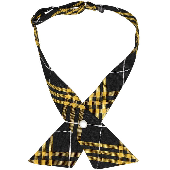 Black and gold plaid crossover tie