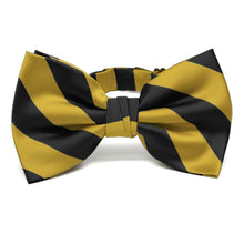 Load image into Gallery viewer, Black and Gold Striped Bow Tie