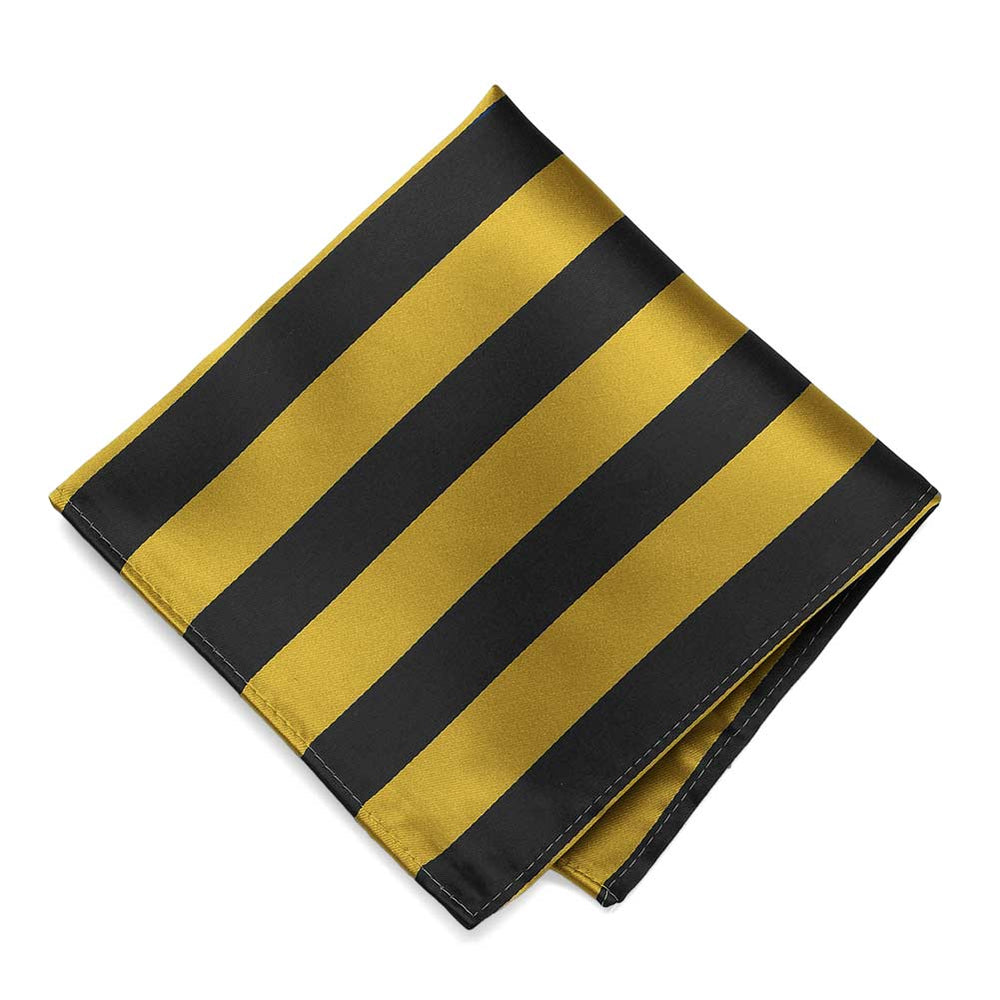 Black and Gold Striped Pocket Square