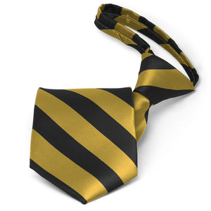 Pre-tied black and gold striped zipper tie