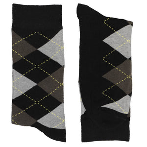 Pair of men's black and dark gray argyle socks