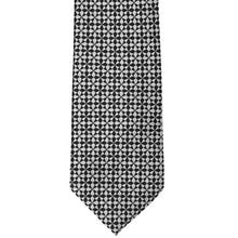 Load image into Gallery viewer, Front view of a black and gray geometric pattern necktie