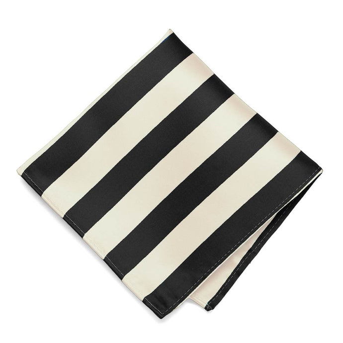 Black and Ivory Striped Pocket Square
