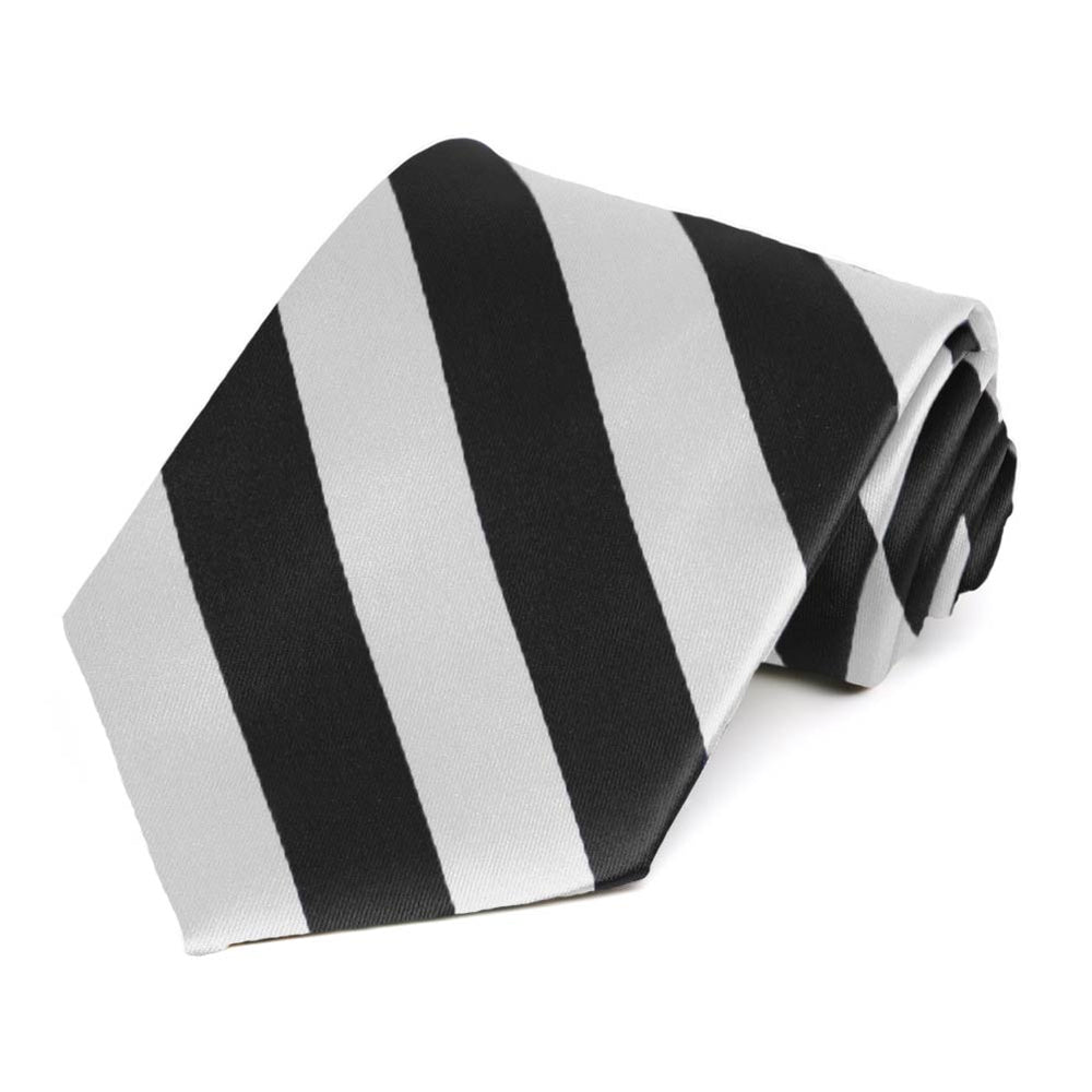 Black and Pale Silver Striped Tie