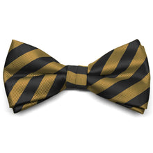 Load image into Gallery viewer, Black and Old Gold Formal Striped Bow Tie