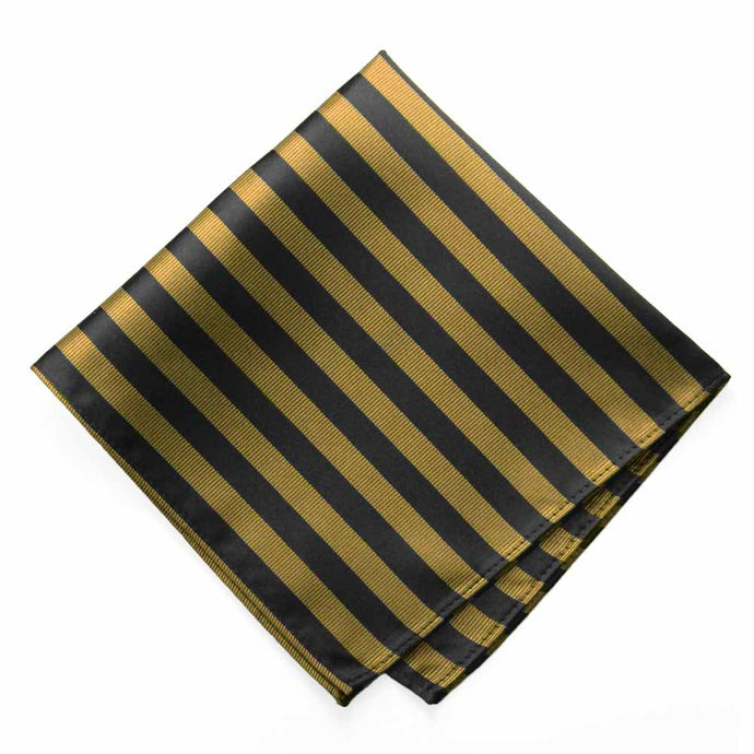 Black and Old Gold Formal Striped Pocket Square