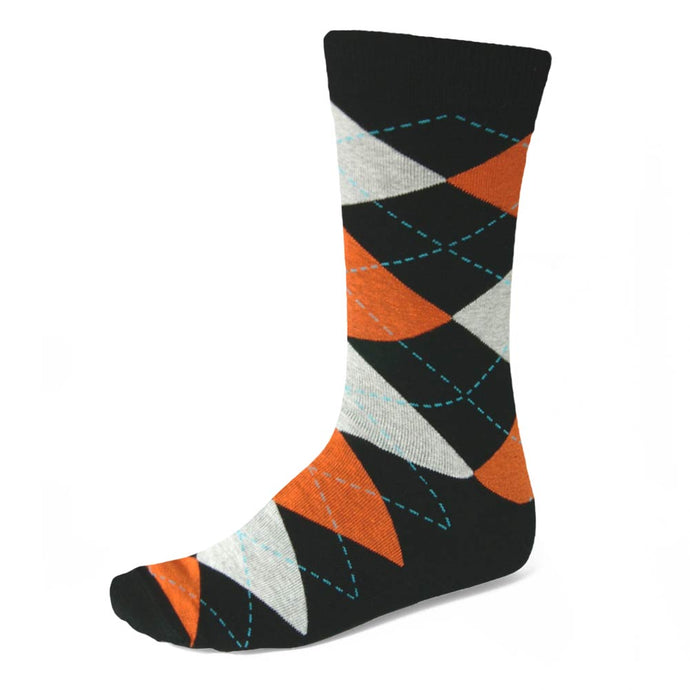 Men's Black and Orange Argyle Socks