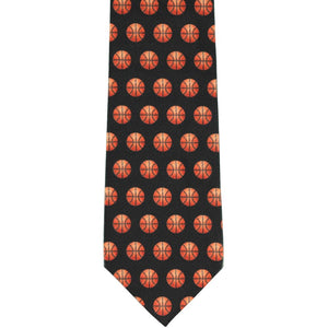 Front view of a basketball pattern necktie