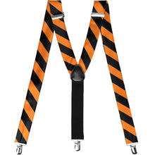 Load image into Gallery viewer, Pair of orange and black striped suspenders