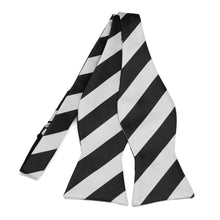 Load image into Gallery viewer, Black and Pale Silver Striped Self-Tie Bow Tie