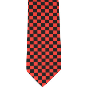 Front view red and black checkered tie