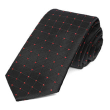 Load image into Gallery viewer, Black and Red Danbury Grid Slim Necktie