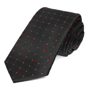 Black and Red Danbury Grid Slim Necktie