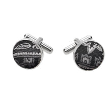 Load image into Gallery viewer, Silver and Black Pattern Fabric Cufflinks