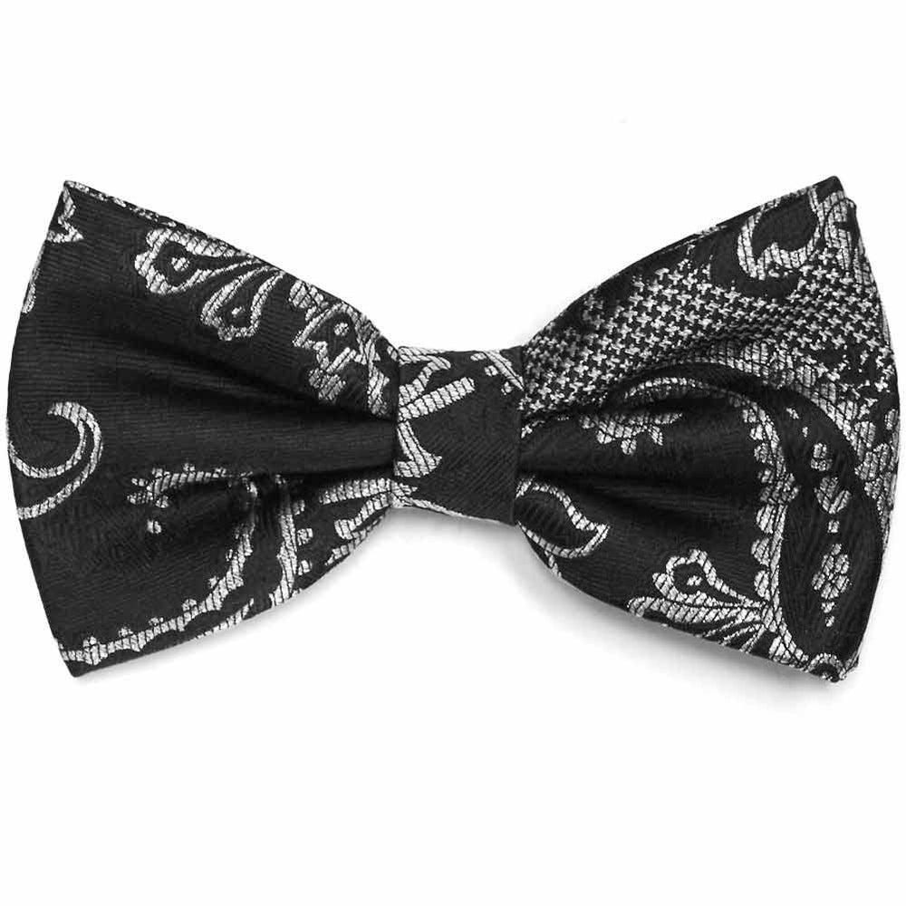 Black and Silver Kilburn Paisley Bow Tie