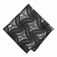 Load image into Gallery viewer, Black and Silver Chadwick Paisley Pocket Square