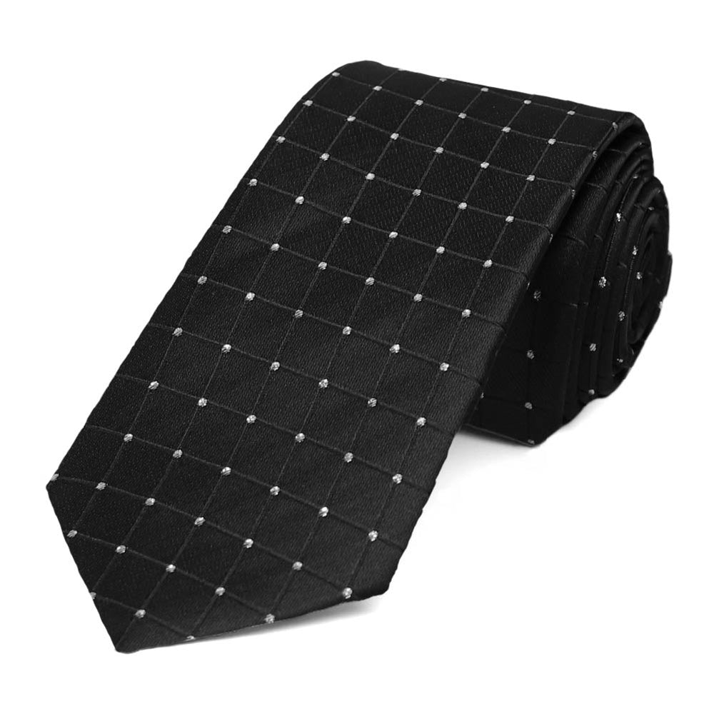 Black and silver metallic slim tie