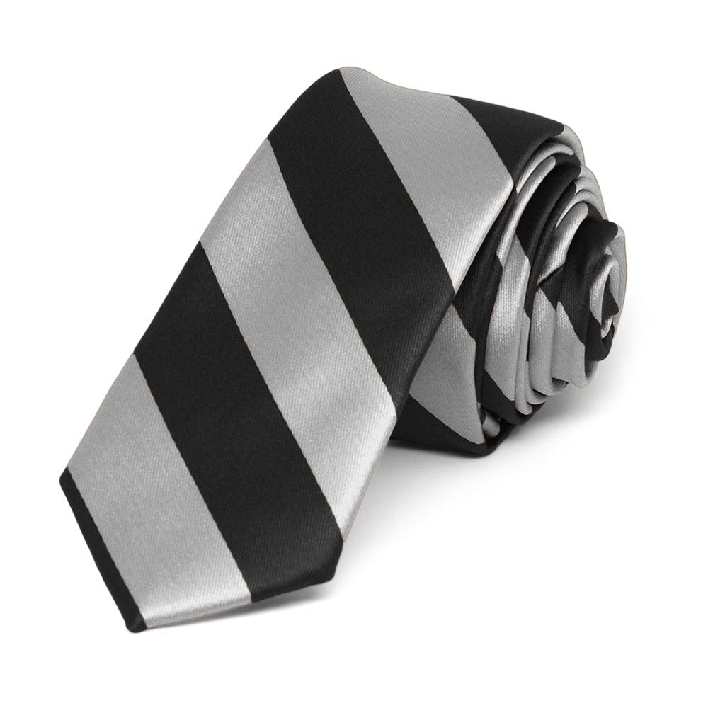 Black and Silver Striped Skinny Tie, 2