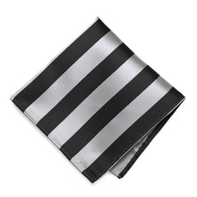 Load image into Gallery viewer, Black and Silver Striped Pocket Square