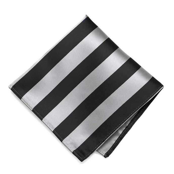 Black and Silver Striped Pocket Square