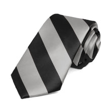 Load image into Gallery viewer, Black and Silver Striped Slim Tie, 2.5&quot; Width