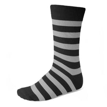 Load image into Gallery viewer, Men&#39;s black and silver striped dress sock