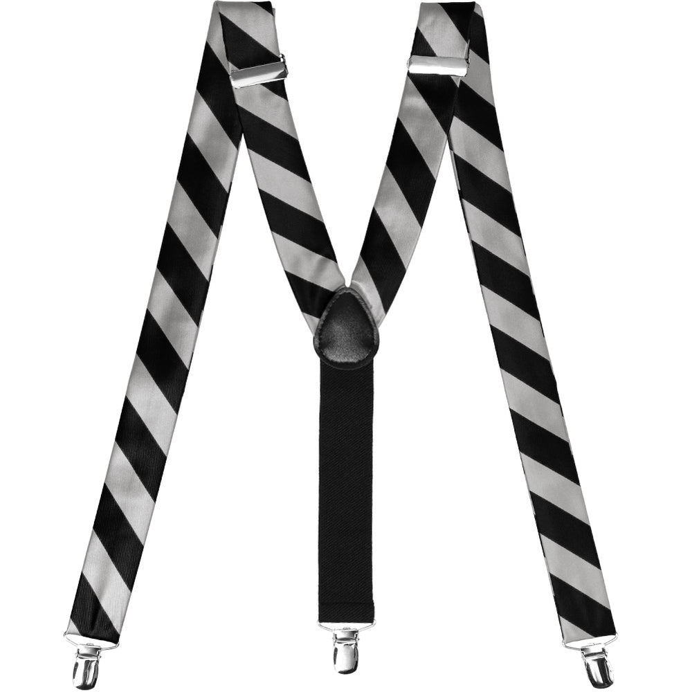 Pair of men's black and silver striped suspenders