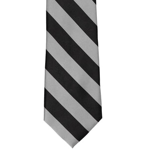 Black and silver striped tie, front view