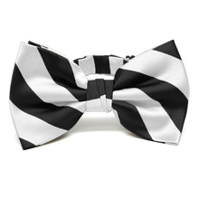 Load image into Gallery viewer, Black and White Striped Bow Tie