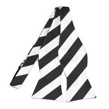Load image into Gallery viewer, Black and White Striped Self-Tie Bow Tie