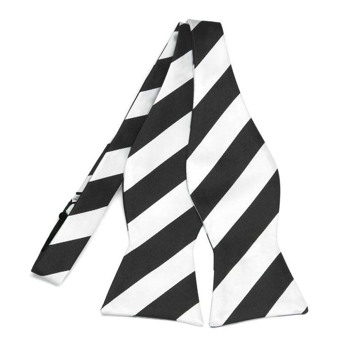 Black and White Striped Self-Tie Bow Tie