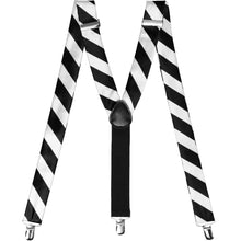 Load image into Gallery viewer, Pair of men&#39;s black and white striped suspenders