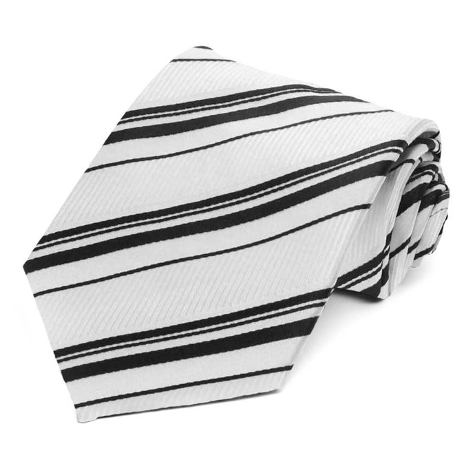 Black and white striped tie