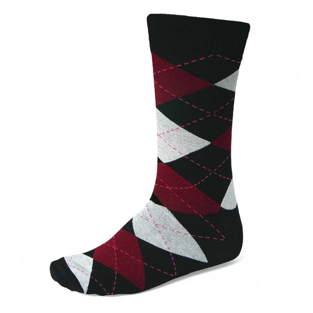 Men's Black and Burgundy Argyle Socks TieMart Men's Black and Burgundy Argyle Socks TieMart