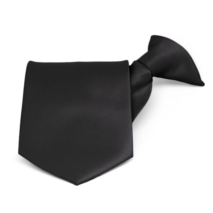 Black Solid Color Clip-On Tie