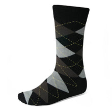 Load image into Gallery viewer, Men's Black and Graphite Gray Argyle Socks