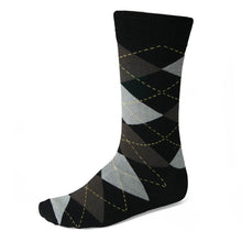 Load image into Gallery viewer, Men&#39;s Black and Graphite Gray Argyle Socks