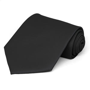 Black Extra Long Solid Color Necktie