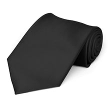Load image into Gallery viewer, Black Premium Extra Long Solid Color Necktie