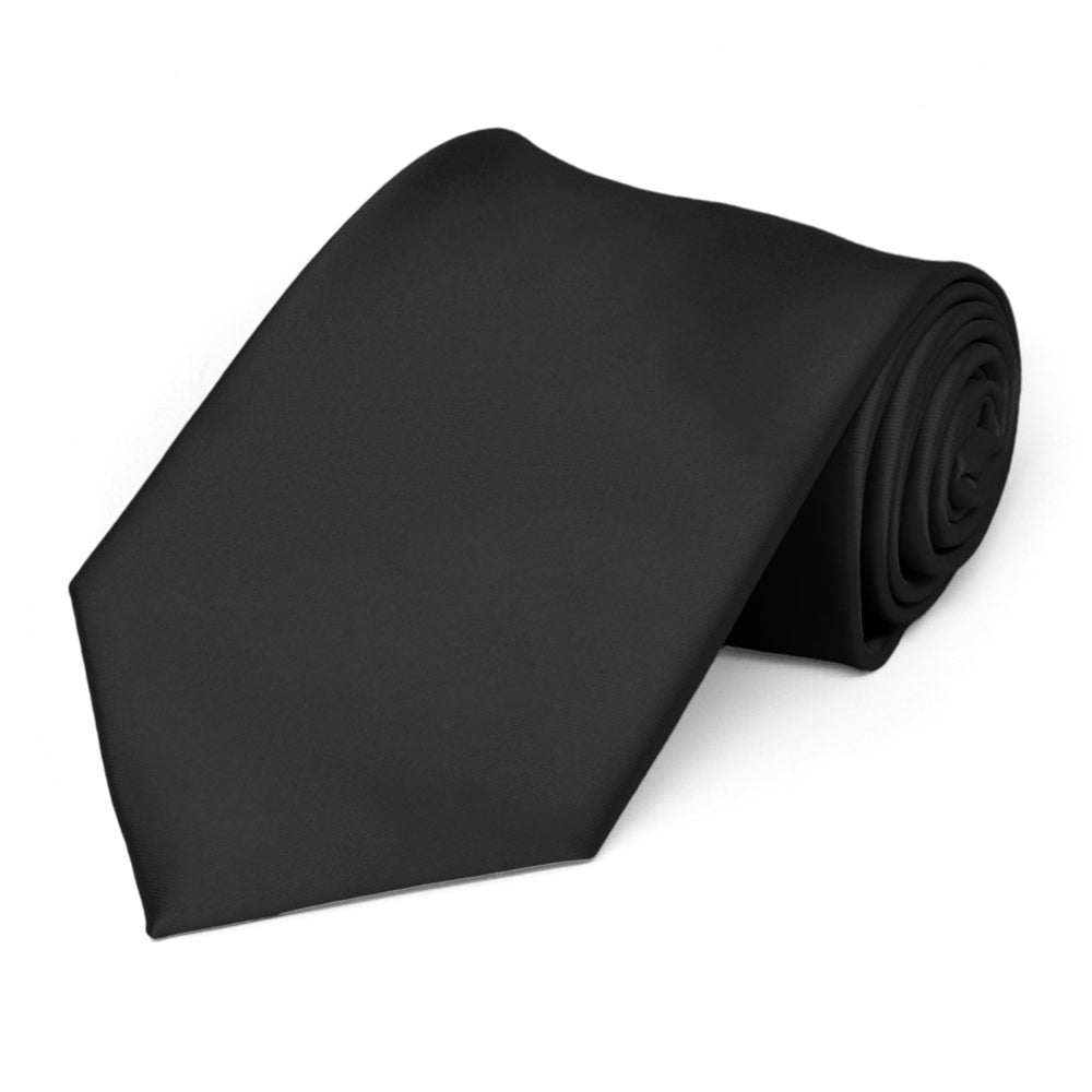 Black Premium Extra Long Solid Color Necktie