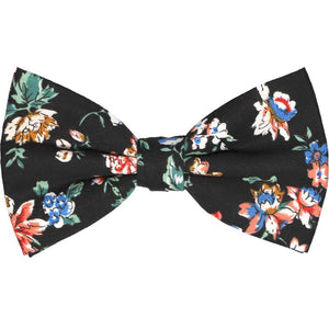 Black colorful floral bow tie